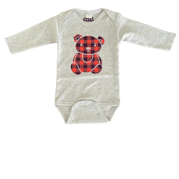 Plaid Bear Long Sleeved Bodysuit