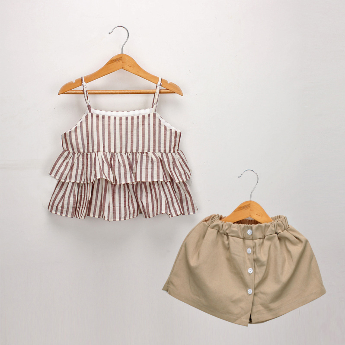 Striped Ruffled Camisole and Short Set