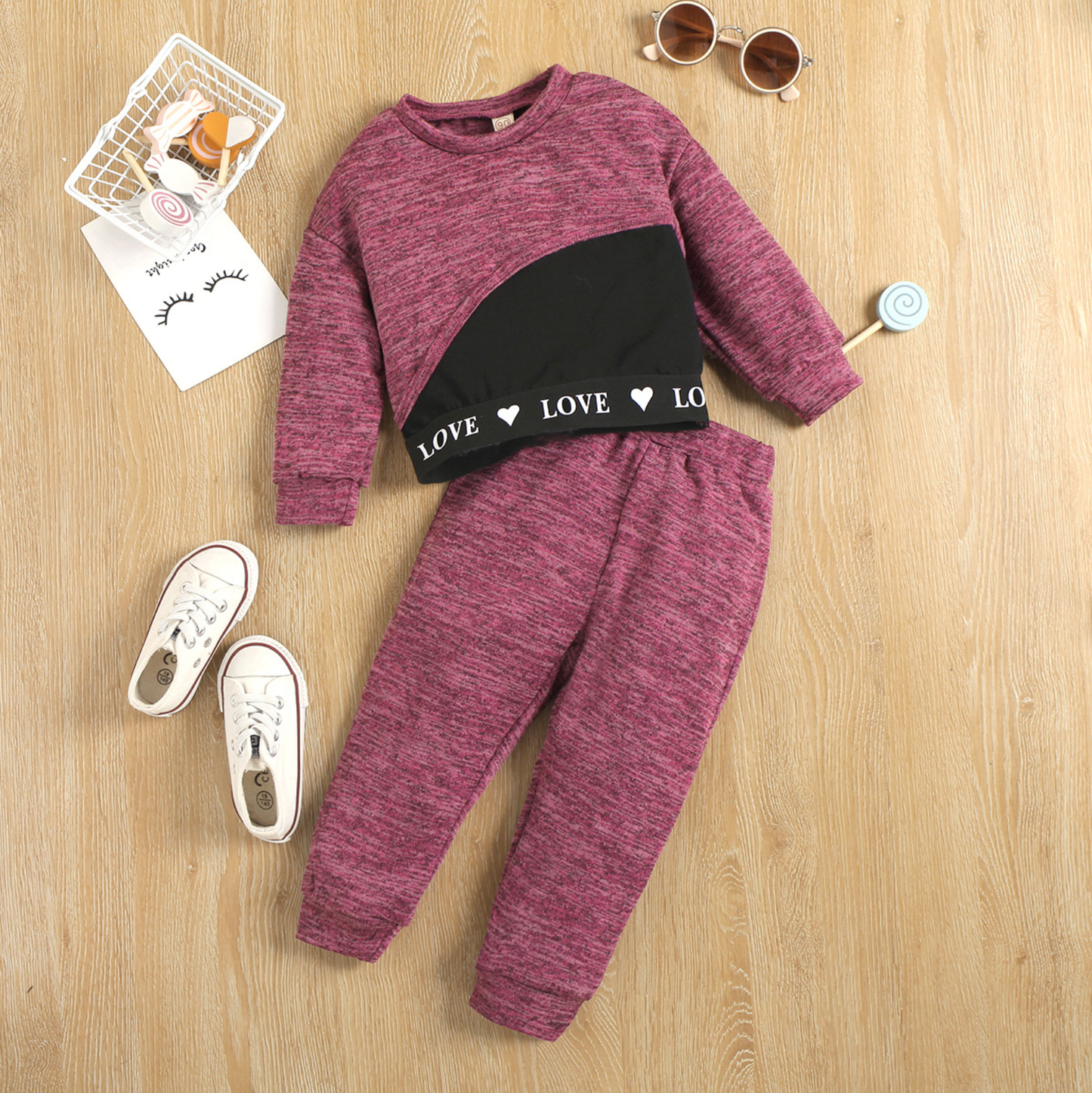 LOVE, Long Sleeve Sweatpants Set