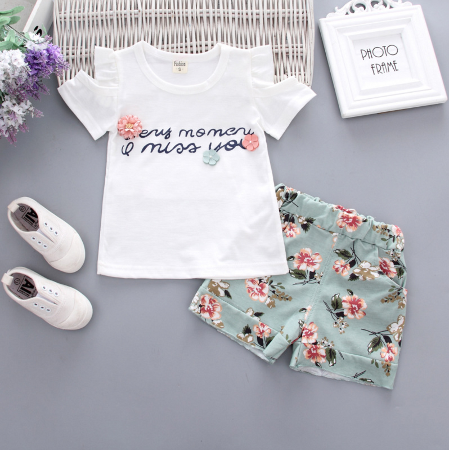 Every Moment, Floral Short Sleeve and Floral Shorts Set (Pink or White)