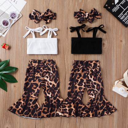 Leopard Love, Mid Top and Flared Pants (White or Black)