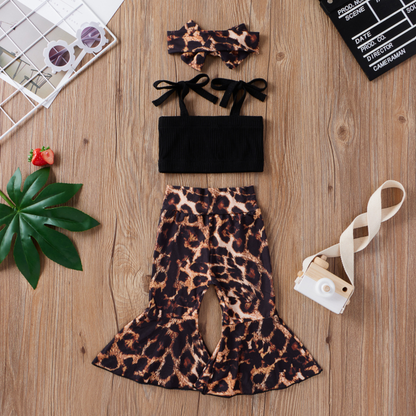 Leopard Love, Mid Top and Flared Pants (White or Black)