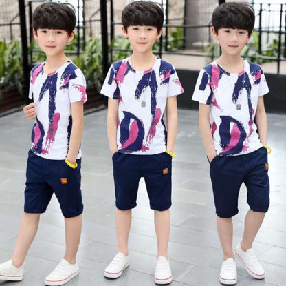 Short Sleeve Loose Pattern T-Shirt and Shorts Set